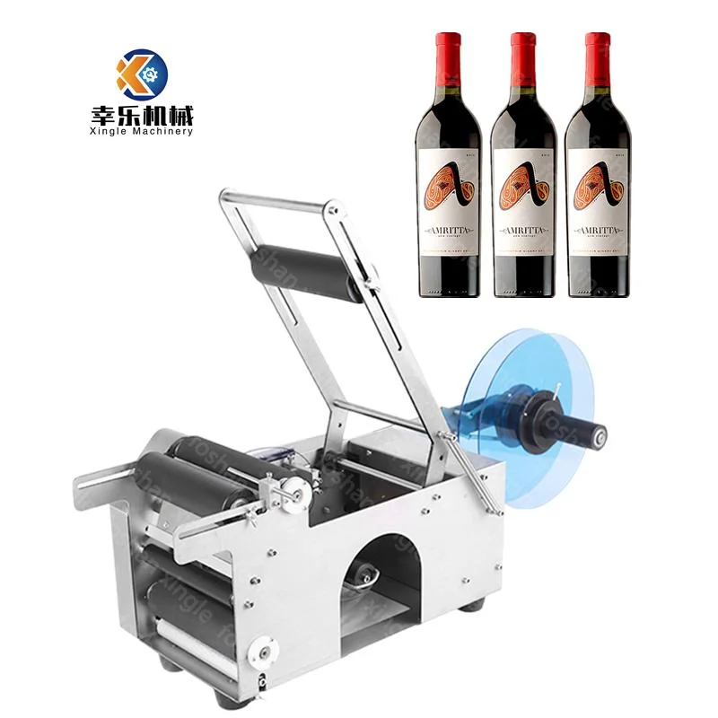 Corner Wrap Around Sticker Labeling Machines Semi Automatic Desktop Round Bottle Flat Label Machines Labeling Machine